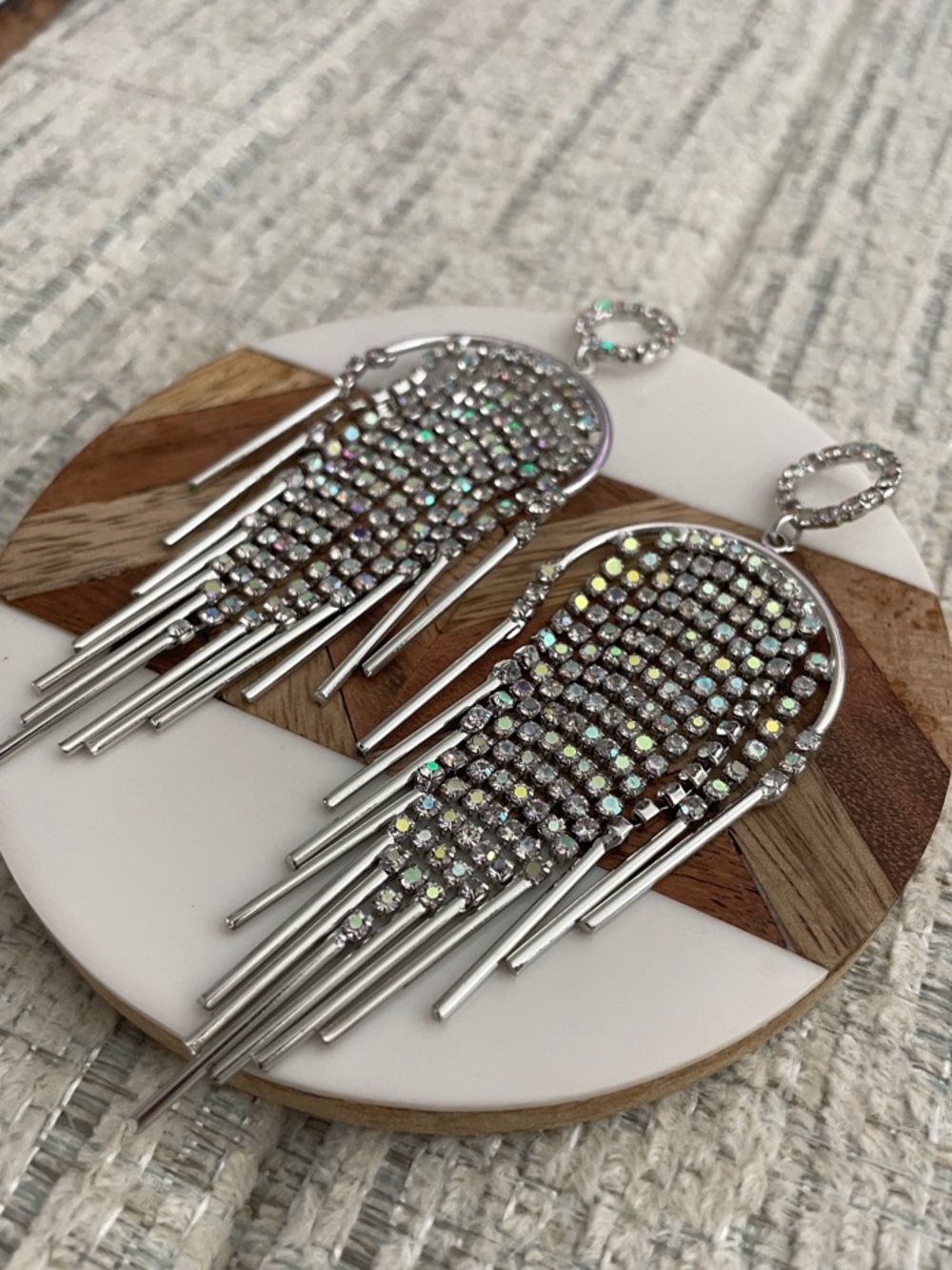 Silver Crystal Fringe Drop Earrings - Women Jewelry